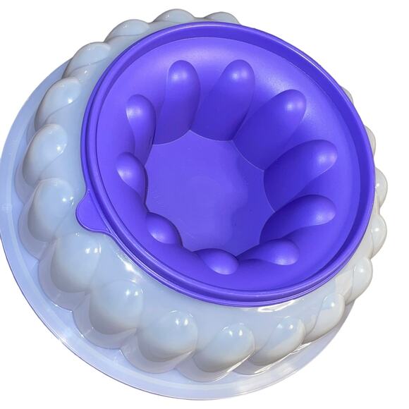 Vintage Tupperware Jello Jel-Ring Mold Gelatin 1201B 1202 1203 Purple Fluted 9" - Picture 6 of 13